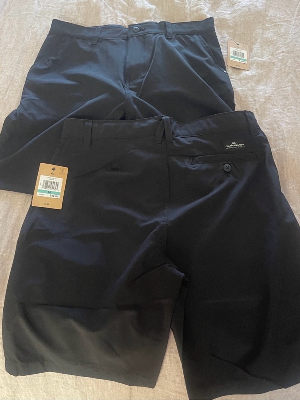 2 Quicksilver Black Performance Shorts with Tag adjustable waist